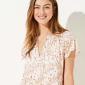 LOFT Petite Floral Vine Tiered Dress